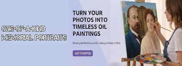 Custom memorial portrait service with an artist hand‑painting a couple’s photo into a realistic oil painting, highlighting one‑of‑a‑kind hand‑painted artwork.
